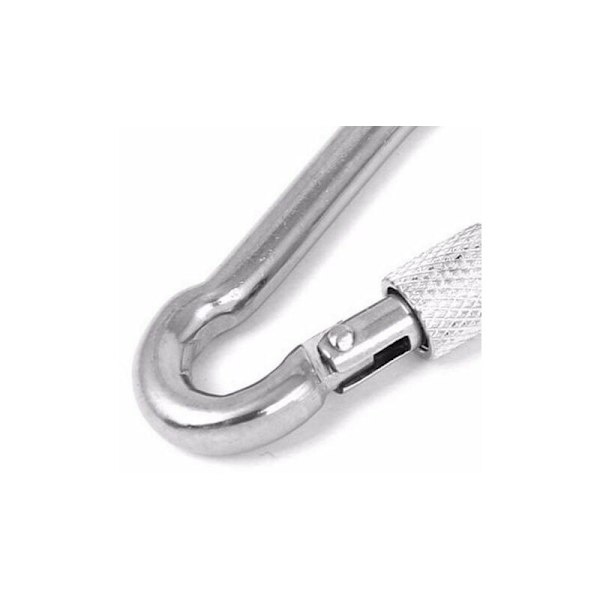 Kraftig metallskruvkarbinhake D-ring krom silver 1-pack