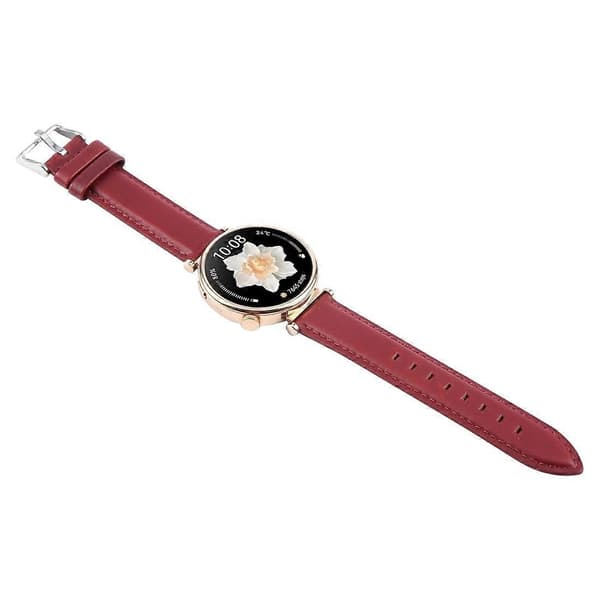 Til Garmin Lily 2 Active / Lily 2 Håndledsrem 18mm Toplag Ko Læder Urrem - Vinrød Wine Red