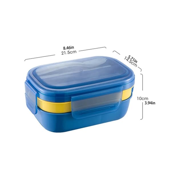 Grön 1900ml 3-Vånings Läcksäker Bento Lunchlåda med Bestick för Vuxna & Barn
