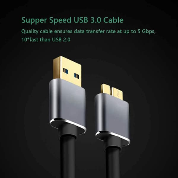 USB 3.0 Micro-kabel, Super Speed USB 3.0 A Hane till Micro B Extern Hårddisk med Guldpläterade Kontakter för Galaxy S5, Note 3, Kamera och Mer.