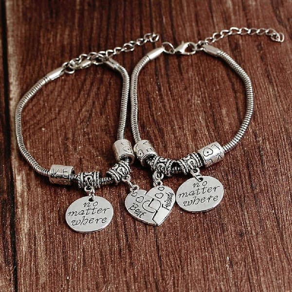 Infasea Bedste Ven Gave Charm Armbånd - 2 STK Rustfrit Stål Udvidbare Inspirerende Armringe