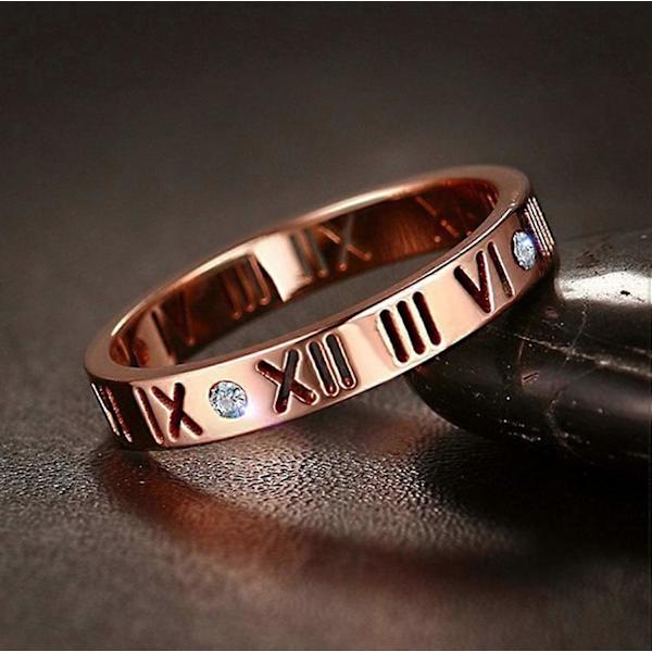 Openwork Romertal Ring til Kvinder Piger af Rustfrit Stål & CZ Indstilling Sølv/Rose Guld/Guld Plated - -