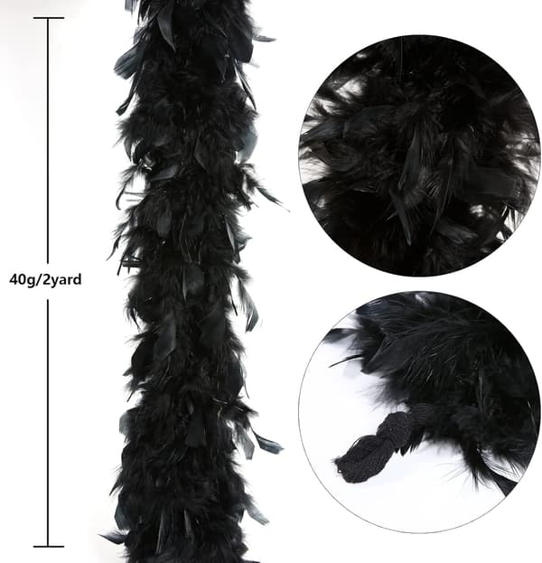 Fjäderscarf, 40g pysselmaterial, bröllopsfest Halloween-dekoration (Svart)