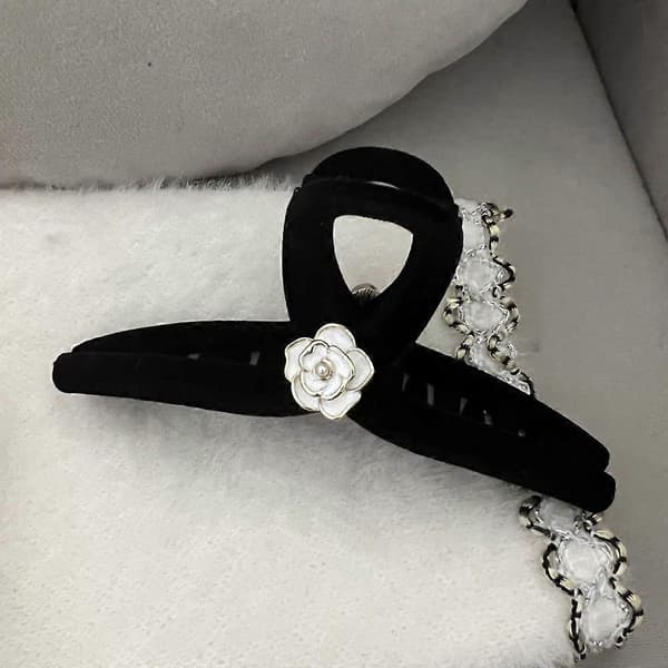 Hårklemmer Kamelia Hårklemmer Elegante Søde Hårnåle til Fest Hestehaleholder Hårspænder til Kvinder Piger (sort)