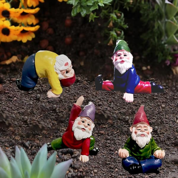 Yoga dvärg mini trädgårdsdvärg älv dvärg figurin tillbehör 4PC