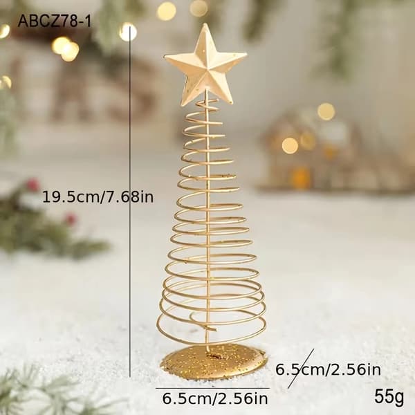 3-delt gyldent mini juletræ julepynt