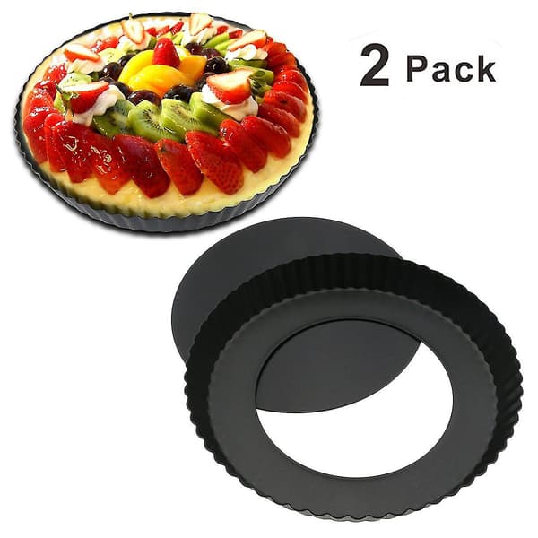 2 stk. 22,4 cm Non-stick Avtakbar Løs Bunn Quiche Terteform, Tertepaiform