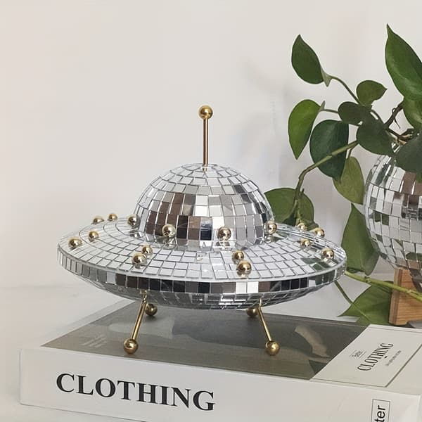 Diskokula UFO-Dekoration - Metallisk Reflekterande Effekt silver