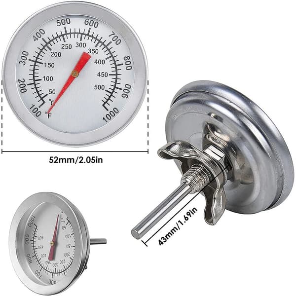Bimetal BBQ Termometer, Udendørs Ryger Termometer, BBQ Ryger Termometer (100-1000℉) 1 stk