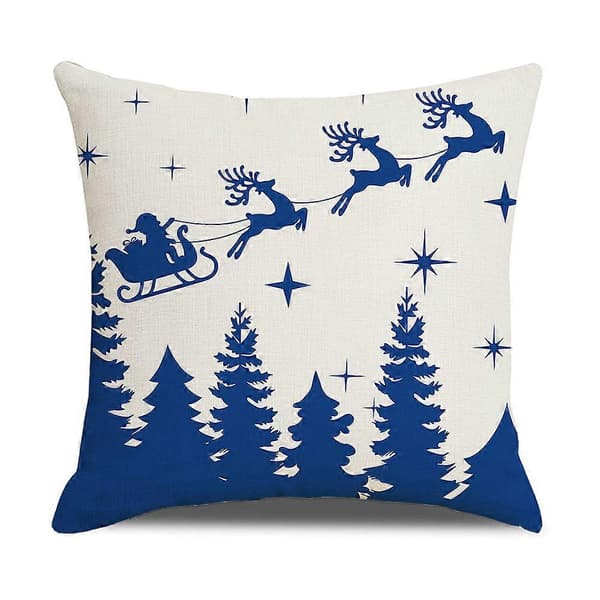4-delars 18x18 Julkuddfodral, Blå Snöflinga God Jul Heminredning
