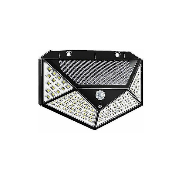2 stk. solcelle flomlys med bevegelsessensor 100LED firesidig sterkt solcelle vegglys
