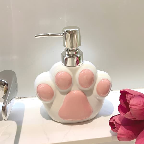 Keramisk lotionflaska i kattfotstil pink