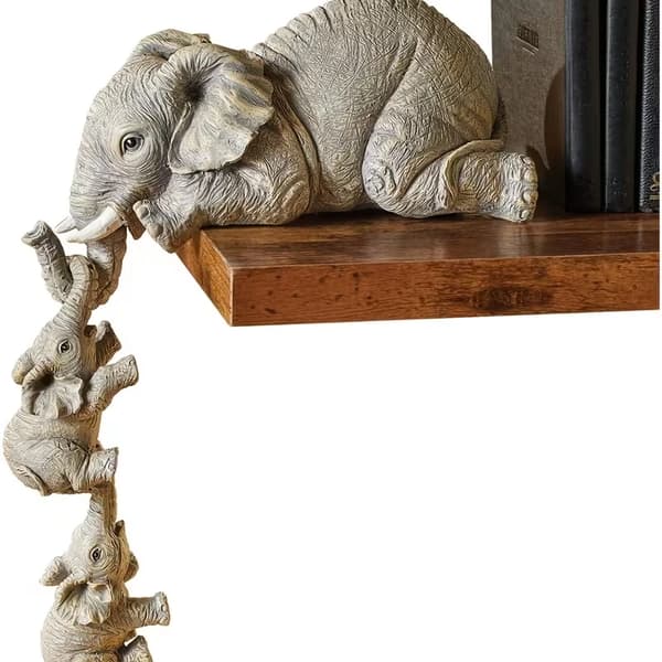 3-delt Sæt med Søde Elefantfigurer - Kunsthåndværk i Resin 1 set