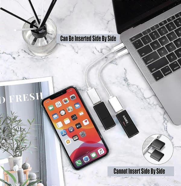 USB C OTG Adapter 2-pak USB 3.0 Type C til USB A Speed Plug and Play Kompatibel med telefon, tablet, laptop