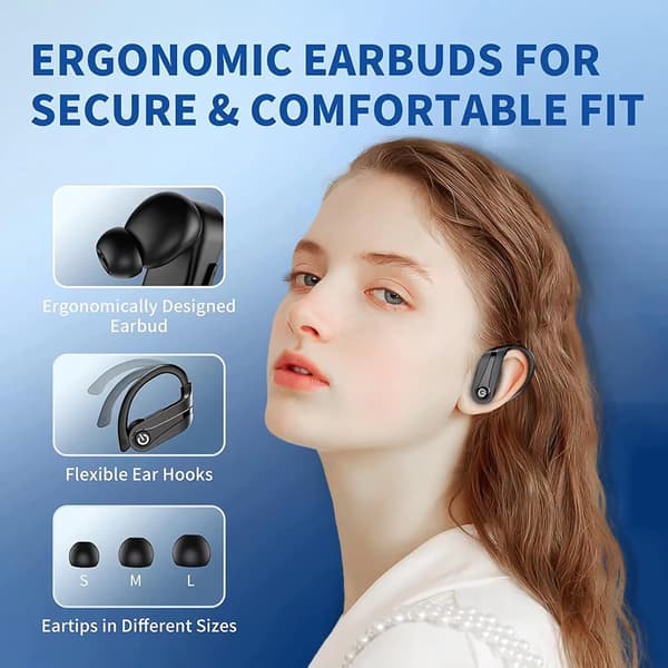 Trådløse ørepropper 72H hodetelefoner med mikrofon Over Ear Bluetooth 5.3 USB-C hurtiglading, knappkontroll, IPX7 vanntette øretelefoner for iPhone Android