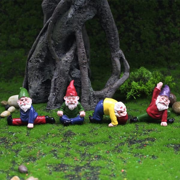 Yoga dvärg mini trädgårdsdvärg älv dvärg figurin tillbehör 4PC