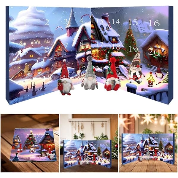 Julkalender 2024 med Tomte, 24 Dagar Samlarobjekt Julkalender Tomtedockor, Julplysch Blind Box