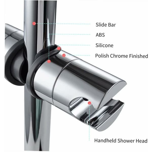 Utskiftbar håndholdt dusjholder Dusjhodeholder 18-25 mm diameter justerbar ABS krom (sølv)