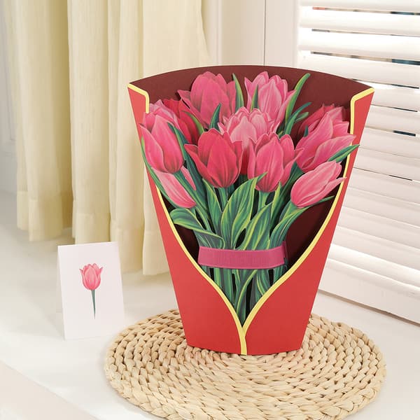 Pop Up Blomsterbukett Gratulationskort Mors Dag Present size:I