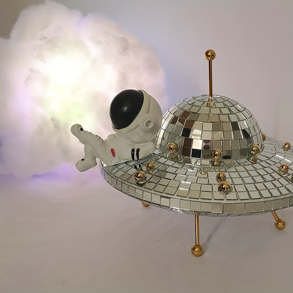 Diskokula UFO-Dekoration - Metallisk Reflekterande Effekt silver