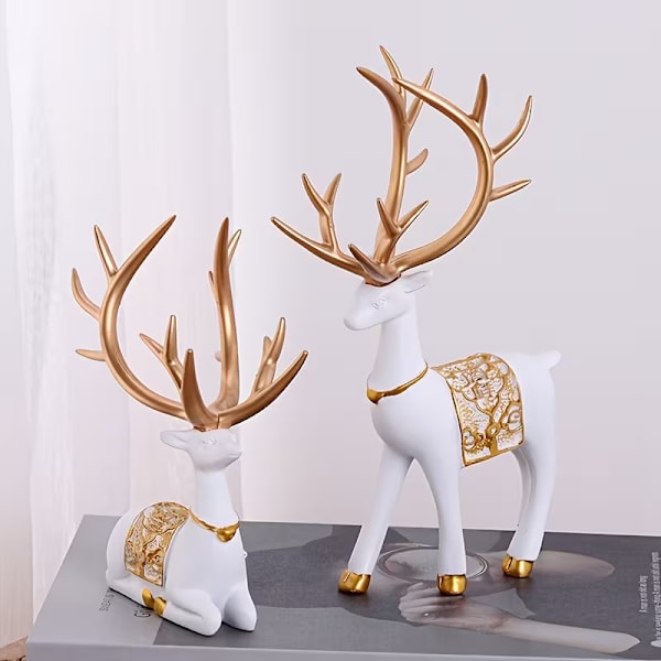 2-delt elegant hjortefigursett julepynt