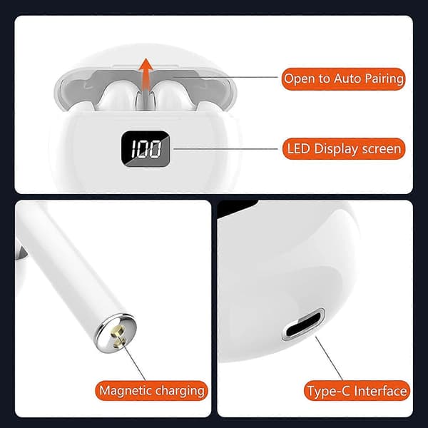 Trådlösa hörlurar, Bluetooth 5.0 hörlurar Touch Control headset med laddningsfodral Digital