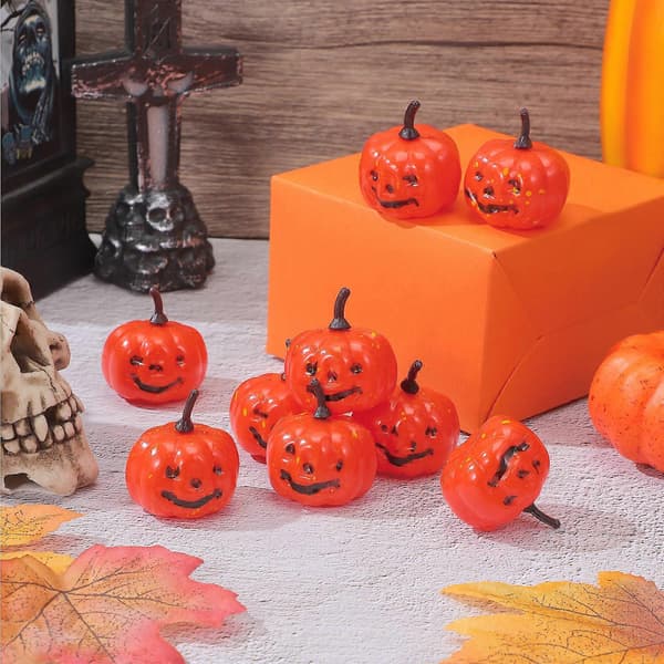 Halloween Kunstige Små Græskar til Dekoration 16 stk. Orange Plastik Græskar