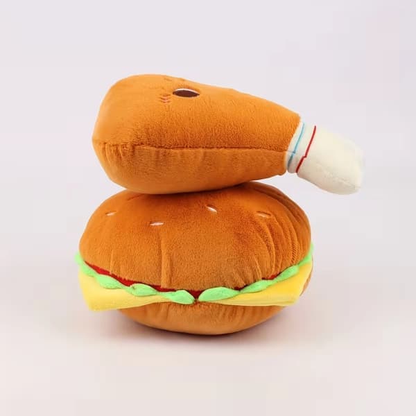 Hamburger-formede puder og kæledyrslegetøj, der ligner kyllingelår i udseende. Style A (25CM)