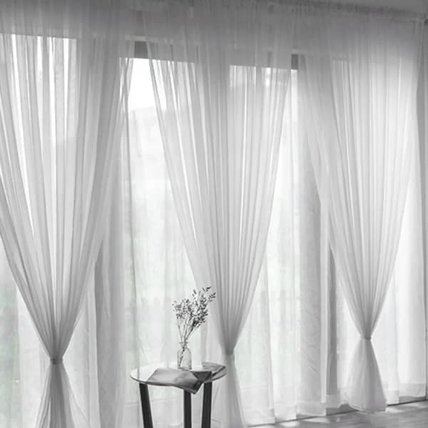 3-pack vita gardiner, transparent gardinset, modern gardin för sovrum och vardagsrum, 100 x 200 cm