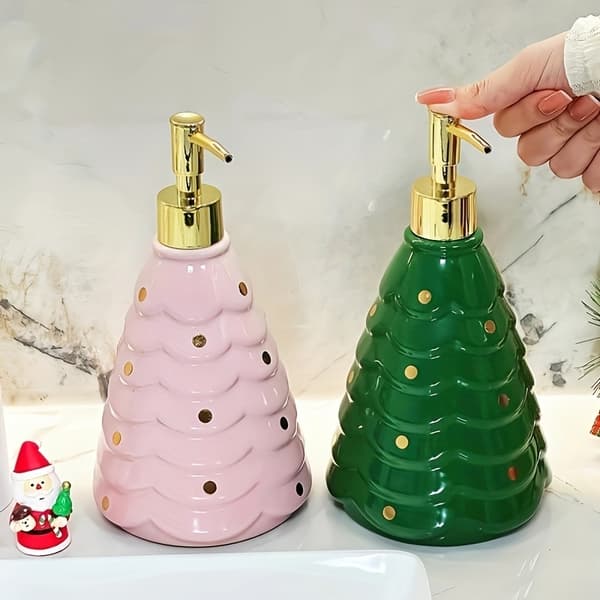 Juletre keramisk såpeflaske 2PC