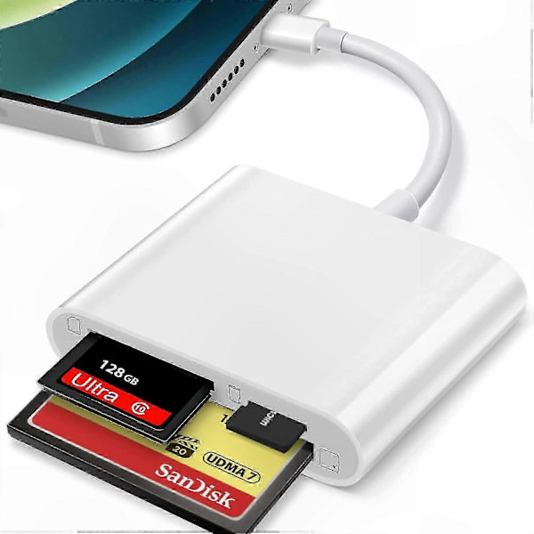 Høyhastighets dataoverføringsadapter for CF-, SD-, TF- og Lightning-kort