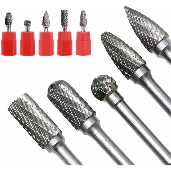 5 STK 6mm skaft wolframkarbid roterende kutter for DIY trebearbeiding, metallutskjæring, polering, gravering, boring, kuttediameter 10mm