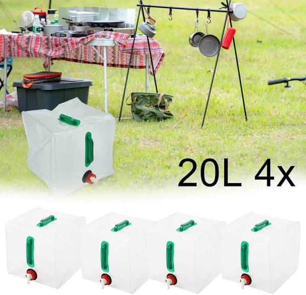 4x 20L vattenbehållare hopfällbar behållare vikbar dunk vattenbehållare dricksvattenbehållare