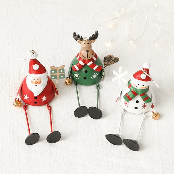 3 st Julgransprydnader Jultomte Snögubbe Metallprydnader Julgransprydnader