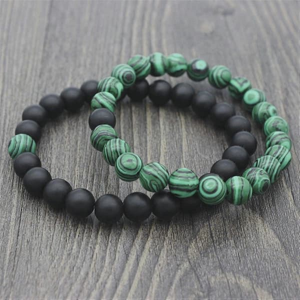 1/2 stk. Unisex Mode Falsk Malakit Kunstig Pimpsten 8 mm Diameter Elastisk Par Perlearmbånd