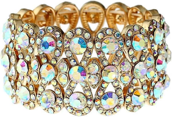 Stretch Armband Bröllop Rhinestone Bangles Statement Bröllop Armband Smycken för Kvinnor