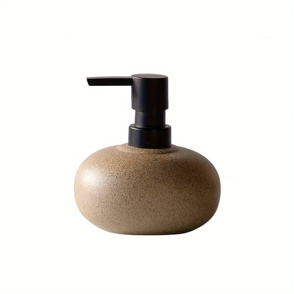 Lyxigt Beige Keramiskt Tvåldispenser Set – Eleganta Påfyllningsbara Flaskor khaki