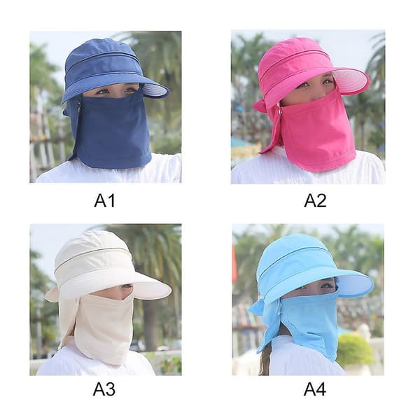 Dame foldbar solhat UV-beskyttelse Bred skygge solhat Ansigt Halsbeskyttelse Sommerhat Dobbelt anvendelse (himmelblå)