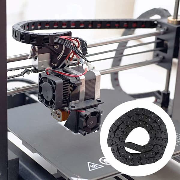 R28 Trækæde, 1 Stykke Plastikkabelremkæde 10mm x 10mm, 1m Længde, Bærer til 3D-printer, CNC Fræsemaskine (Sort) longziming