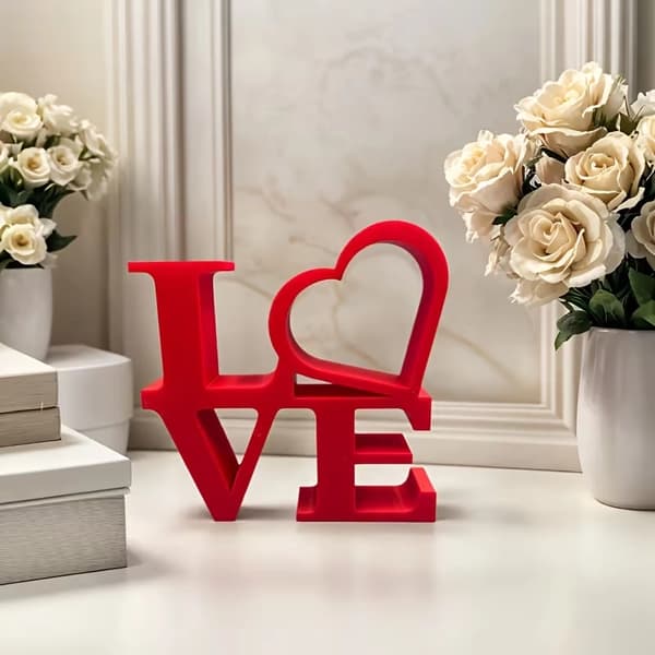 2D flat overflate, 3D-printet LOVE-modell - moderne minimalistisk hjemmeinnredning 1pc