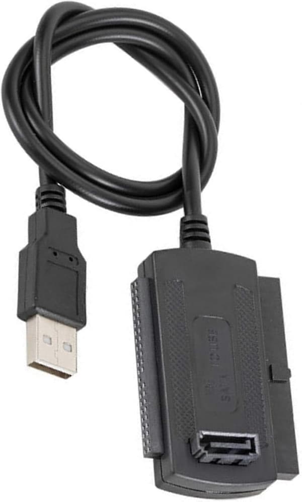 USB-IDE-sovitin nopealla tiedonsiirrolla ulkoiselle kiintolevyasemalle, musta