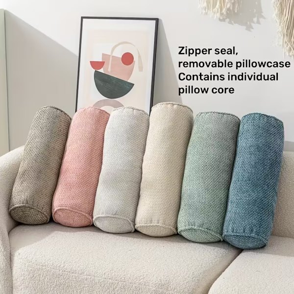 En cylindrisk chenillepude, velegnet til sofaer og stuer. Blue (50cm)