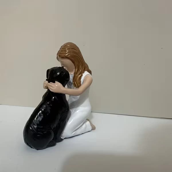 En hjertevarm og kreativ engel- og hundeskulptur 1pc