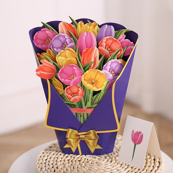 Pop Up Blomsterbukett Gratulasjonskort Morsdagsgave size:E