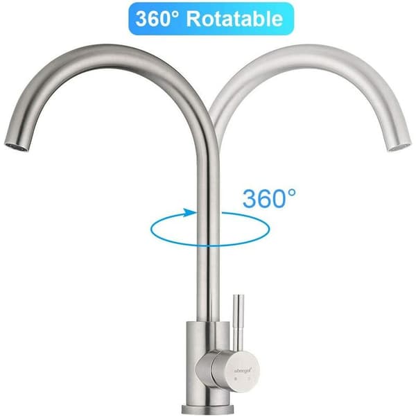 Kjøkkenkran i rustfritt stål - 360° roterbar - servantkran - ettgreps servantkran - matt