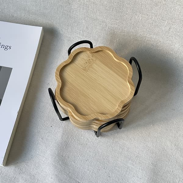 Yksinkertainen ja luova bambuinen lasinalussetti, 6 kpl 6 items