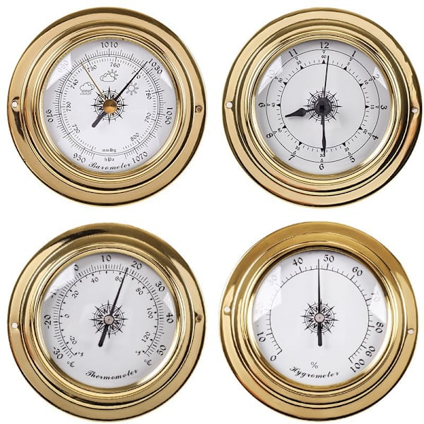 Termometer Hygrometer Barometer Klokker 2 Hele Sett Meter (Gull)