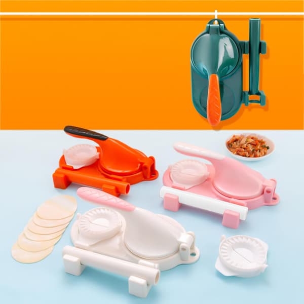 DIY-kit för att göra dumplingdeg med manuell degpress pink