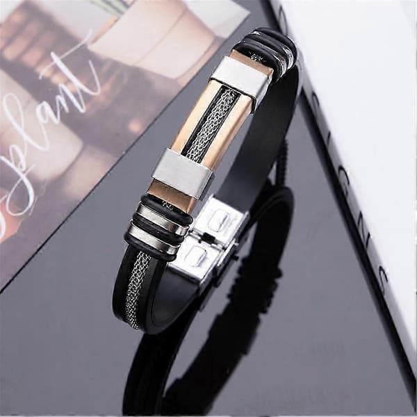 Oveallgo Sugarfirm Titanium Armbånd Rustfrit Stål Elektropletterede ArmbåndZZ10 size:silver