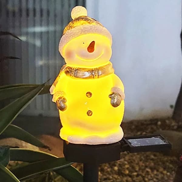 LED snemand solcellelampe havelys julehavepynt plænelys julepynt